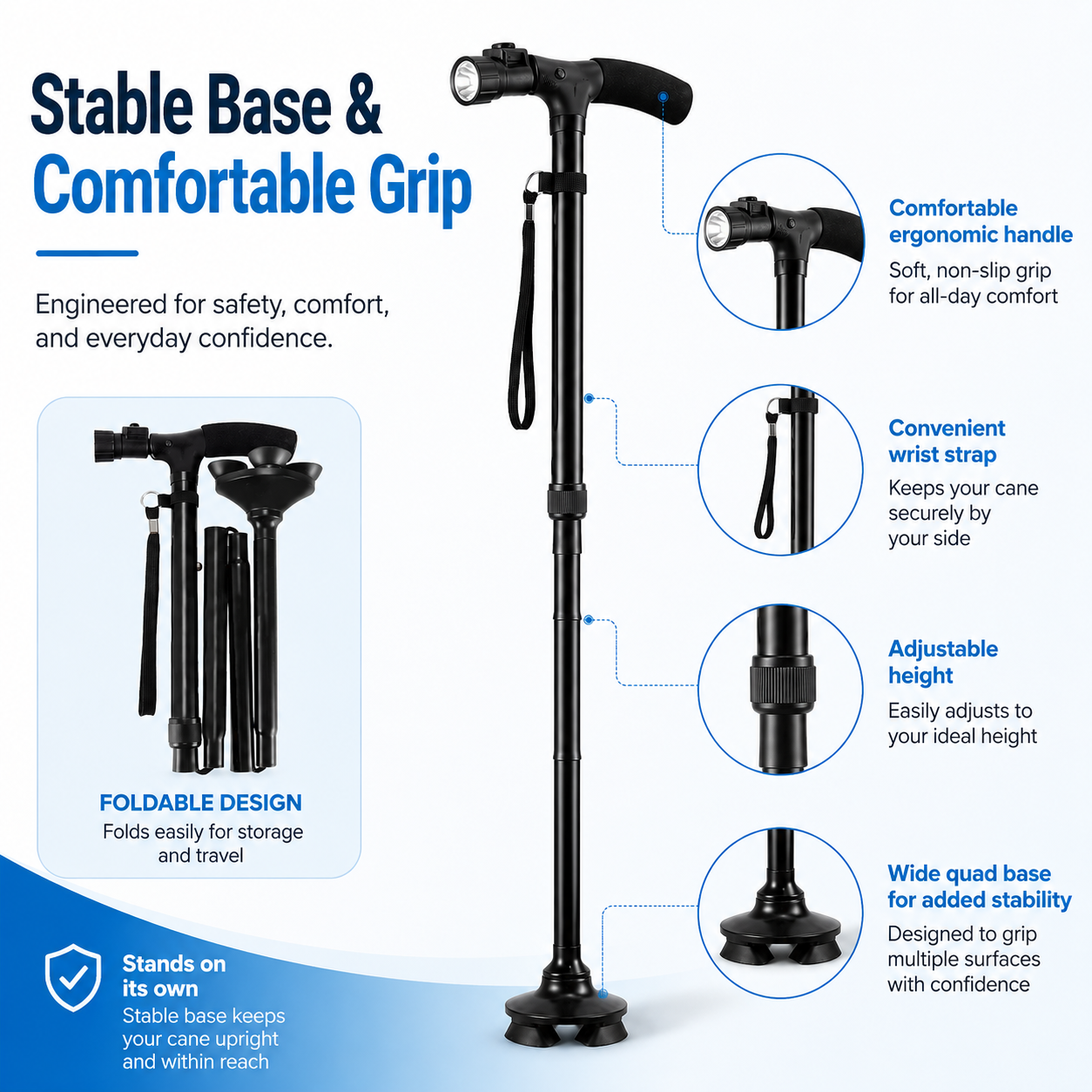 Trust Hive™ Foldable Cane with Light