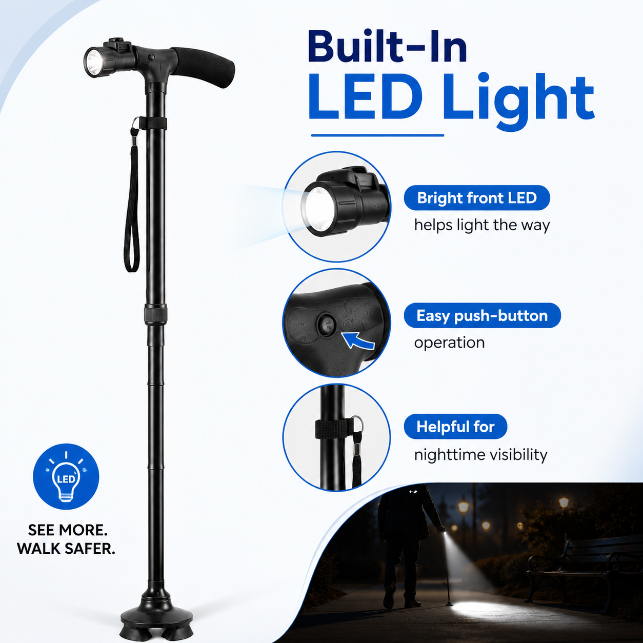 Trust Hive™ Foldable Cane with Light